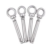 INCREWAY Hex Nut Expansion Bolt, 4 PCS M6 x 80mm Eye Bolts 304 Stainless Steel Ring Lifting Expansion Eye Bolt with Eye Ring