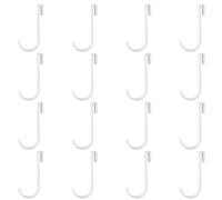 INCREWAY J Shaped Hook, 16PCS J Grid Wall Picture Hooks Aluminum Hanging Sink Grid Hooks Pot Racks Hooks Snap On Hook Clip-on Hook Wire Rack Hook, White