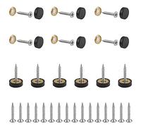 INCREWAY Mirror Screws, 16pcs Decorative Copper Black Mirror Screws Mirror Nails Mirror Screw Cap Covers with Washers(14mm)