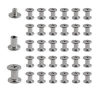 INCREWAY Stainless Steel Phillips Screws, 30 Sets 5mm X 8mm Chicago Binding Screws Round Cross Head Stud Screw Posts Nail Rivet Chicago Button, Silver Tone