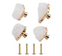 INCREWAY Stone Cabinet Knobs,4PCS Natural Crystal Drawer Handles with Golden Edge Healing Stone Knobs Brass knobs for Cabinet Door