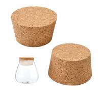 INCREWAY Tapered Cork Stoppers, Natural Wood Plug for Bottle Sealing, Lab Flask Wine Jug Carboy, DIY Craft Jar Lid for 54-62mm Opening, 2pcs