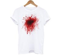 Inct Blood Splatter T Shirt Stab Wound Halloween Scary (Kids - 7-8 Years, White)