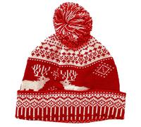 Inct Christmas Winter Bobble Hat Blue Red Novelty Santa Beanie One Size Fits All Xmas (Red)
