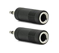 Incutex 2x audio jack adapter 3.5mm to 6.3mm headphone adapter audio plug adapter microphone converter stereo socket to headphone jack, black