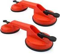 Incutex 2x Dual Cup Suction Lifters, Heavy Duty Vacuum Double Suction Pads, Glass Tiles Mirror Lifter Sucker Carrier, 220 lbs Lifting Capacity, Orange