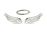 Incutex 3D Angel Self-Adhesive Car Sticker, Auto Logo Car Badge Angel Theme, Vehicle Tuning, Silver