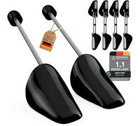 Incutex 4 pairs shoe trees variable size UK 5-11, unisex plastic shoe shape holder, shoe insert, black