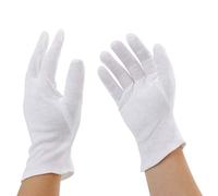 Incutex 4 Pairs White Gloves Size M,100% Cotton Soft Skin-Friendly Gloves, Moisturizing Hand Gloves,Textile Fabric Gloves for Eczema, Dry Hands, Coin Handling and Jewelry Inspection, 8.6x3.5x3 inches