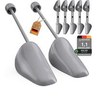 Incutex 5 pairs shoe trees variable size UK 5-11, plastic shoe stretcher, shoe shaper, grey