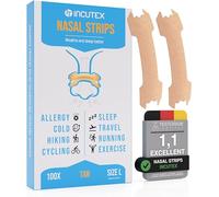 Incutex Nasal Strips 100 pcs, Anti-Snoring Aid for Men & Women, Breathe Sleep Better Nose Patches, Size L (66×19 mm), Beige