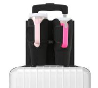 Incycall Luggage Cup Holder for Suitcases, Compatible with 30-40 Oz Stanley Tumblers, Foldable Luggage Cup Holder with Phone & Ticket Pocket, Waterproof Hands-Free Travel Accessory (Black)