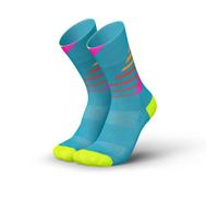 INCYLENCE Running Socks for Men and Women with Light Compression 1 Pair, Ladders Blue Pink, 35-38