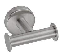 INDA STYL Double Wall Hanger, Brushed Stainless Steel, White, 8 x 8 x 5 cm