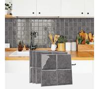 indabyo 20 Sheets Mosaic Marble Effect Tile Stickers Peel and Stick on Tile | Kitchen Bathroom Wall Self Adhesive Vinyl Waterproof Backsplash Sticky Tile Covers Decals (Dark Grey, 6x6 inches)