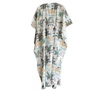 INDACORIFY 100% Cotton Kaftan Dress, Floral Printed Women's Dress, Handmade Indian Long Kaftan Suit, Beautiful Beach, Design1, One Size