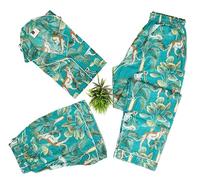 INDACORIFY Animal Print Pajamas Set,100% Cotton Indian PJ Set, Pajamas 4 Pcs Set, Printed Lounge Women Night Wear, Multicolor, XXL