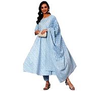 INDACORIFY Beautiful Kurti Pants Suit Cotton Girls Women Festive Party Office Wear Salwar Kameez Dress, Green, L