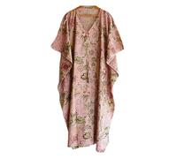 INDACORIFY Beautiful Leaf Print Caftan, Flower Block Print Sleepwear Maxi Kimono Robe Cotton Handmade Kaftan Dress Long Caftan, Dress Beach Cover up