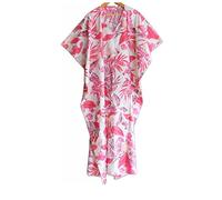 INDACORIFY Block Print Cotton Kaftan Dress, Floral Printed Women Dressmaking, Handmade Indian Long Kaftan Suit, Beautiful Beach Dress (UK, Alpha, One Size, Regular, Regular, Design-6)
