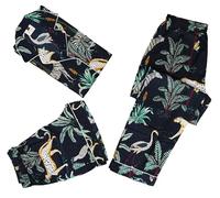 INDACORIFY Jungle Print Pajama Set 100% Cotton Indian PJ Set Ladies Sleepwear Pajama Set 4 Pieces, multicoloured, L