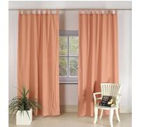 INDACORIFY Peach Color Washed Cotton Curtain 2 Panel Curtain Custom Boho Shower Curtain Living Room Bedroom Window Curtain (50X64 Inches)
