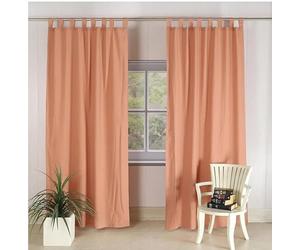 INDACORIFY Peach Color Washed Cotton Curtain 2 Panel Curtain Custom Boho Shower Curtain Living Room Bedroom Window Curtain (50X64 Inches)