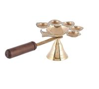 INDACORIFY Wooden Handle Panchmukhi Deepak Aarti Oil Lamp Hindu Puja Diya Accessory for Pooja Positivity Good Success Health Wealth Worship Temple Decorative Festival Gift