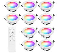 INDARUN 5W LED Recessed Ceiling Light Dimmable 350LM, RGBW LED Downlights for Ceiling, Remote and App Control, Bluetooth Spotlight 2700K-6500K for Living Room, Bedroom, Kitchen, KTV, Bars, 10 Pack