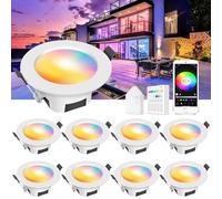 INDARUN 9W 700LM WiFi Led Downlights for Ceiling Dimmable RGBW, Bluetooth Recessed Ceiling Lighting for Living Room, Kitchen, KTV, Bars, Compatible with Amazon Alexa/Google Home (10 Packs)