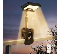 INDARUN Clip On Solar Powered Motion Sensor Security Lights Outdoor, Dual Charging Fence Light with Remote, Tri-Color & 92 LED Waterproof Wall Light for Garage, Driveway, Patio, Camping, 1 Pack