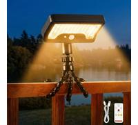 INDARUN Flexible Octopus Solar Lights Outdoor, Solar & USB Dual Charge Motion Sensor Light with Remote, 92 LED Tri-Colour Security Light for Shed, Tree, Parasol, Camping, Caravan Awning, 1 Pack
