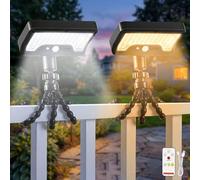 INDARUN Flexible Octopus Solar Lights Outdoor, Solar & USB Dual Charge Motion Sensor Light with Remote, 92 LED Tri-Colour Security Light for Shed, Tree, Parasol, Camping, Caravan Awning, 2 Pack