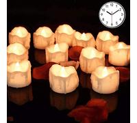 INDARUN Led Tealight with Timer Battery-Powered Flameless Flickering Candles for Party, Festival, Valentine's Day Decoration 12pcs, Children & Pet Friendly, Warm White