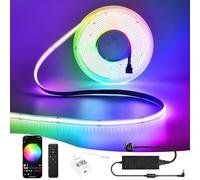 INDARUN RGB Cob Led Strip Light 10m, 10m RGB WiFi Led Strip Set 24V 5A with APP/Remote Control, Led Tape Light Kit 576LEDs/Meter for Home Decoration, Compatible with Alexa/Google Home