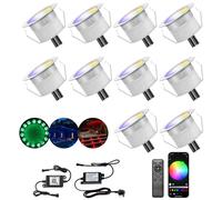 INDARUN RGB WiFi Led Decking Lights Waterproof IP67 Ø45MM 12V - Led Plinth Light Kits for Terrace/Patio/Path/Wall/Garden/Decoration, 10 Packs