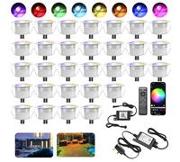 INDARUN RGB WiFi Led Decking Lights Waterproof IP67 Ø45MM - Lighting for Terrace/Patio/Path/Wall/Garden/Decoration, 30 Packs