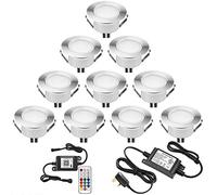 INDARUN RGB WiFi Led Decking Lights Waterproof IP67 Ø61MM - Led Plinth Light Kits for Terrace/Patio/Path/Wall/Garden/Decoration, 10 Packs