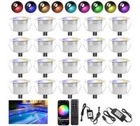 INDARUN RGBW WiFi Led Decking Lights Waterproof IP67 Ø31MM 12V - Led Plinth Light Kits for Terrace/Patio/Path/Garden/Decoration, 20 Packs