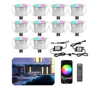 INDARUN RGBW WiFi Led Decking Lights Waterproof IP67 Ø31MM 12V - Led Plinth Light Kits for Terrace/Patio/Path/Wall/Garden/Indoor Outdoor Decor, 10 Packs
