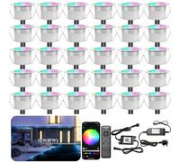 INDARUN RGBW WiFi Led Decking Lights Waterproof IP67 Ø31MM 12V - Led Plinth Light Kits for Terrace/Patio/Path/Wall/Garden/Indoor Outdoor Decor, 30 Packs