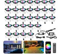 INDARUN RGBW WiFi Led Decking Lights Waterproof IP67 Ø45MM 12V - Bluetooth Led Plinth Lights for Terrace/Patio/Path/Wall/Garden/Decoration, 30 Packs