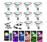 INDARUN RGBW WiFi Led Decking Lights Waterproof IP67 Ø61MM 12V - Led Plinth Light Kits for Terrace/Patio/Path/Garden/Decoration, 10 Packs