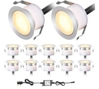 INDARUN Warm White Led Decking Lights Outdoor Waterproof IP67 Ø31MM 12V - Led Plinth Light Kits for Terrace/Patio/Path/Wall/Garden/Decoration, Lot of 12