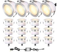 INDARUN Warm White Led Decking Lights Outdoor Waterproof IP67 Ø31MM 12V - Led Plinth Light Kits for Terrace/Patio/Path/Wall/Garden/Decoration, Lot of 16