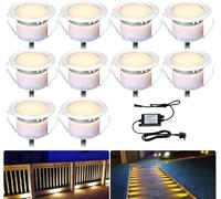 INDARUN Warm White Led Decking Lights Waterproof IP67 0.6W Ø31MM - Lighting for Terrace/Patio/Path/Wall/Garden/Decoration, 10 Packs