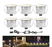 INDARUN Warm White Led Decking Lights Waterproof IP67 0.6W Ø31MM - Lighting for Terrace/Patio/Path/Wall/Garden/Decoration, 6 Packs
