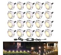 INDARUN Warm White Led Decking Lights Waterproof IP67 0.6W Ø31MM - Lighting for Terrace/Patio/Path/Wall/Garden/Decoration, 20 Packs