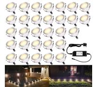 INDARUN Warm White Led Decking Lights Waterproof IP67 1W Ø45MM - Lighting for Terrace/Patio/Path/Wall/Garden/Decoration, 30 Packs