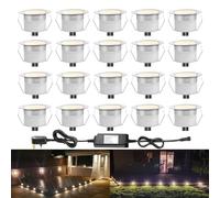 INDARUN Warm White Led Decking Lights Waterproof IP67 1W Ø45MM - Lighting for Terrace/Patio/Path/Wall/Garden/Decoration, 20 Packs